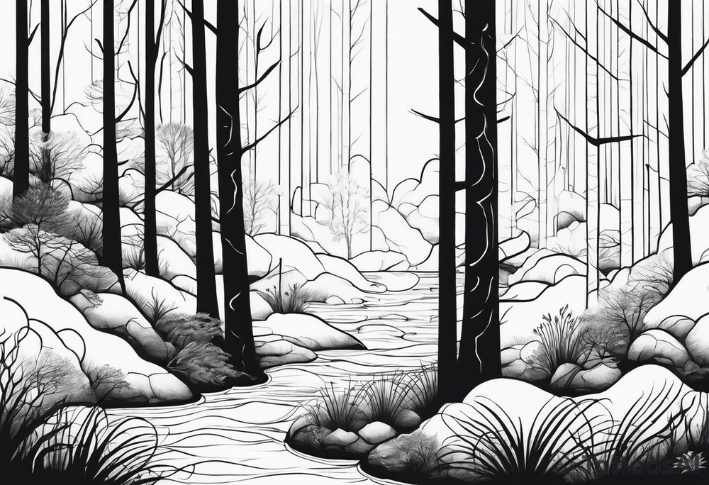 Forest that changes into an ocean tattoo idea