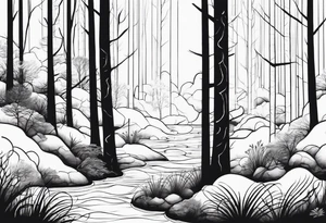 Forest that changes into an ocean tattoo idea