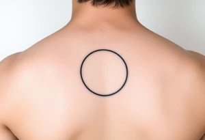 "Black circle tattoo (3cm) with barely visible 'To be continued?' around edge. Like a punctuation mark on skin." tattoo idea