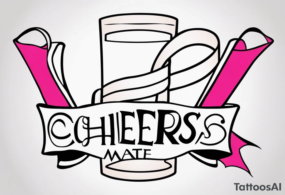 Cheers Mate text, armband +Cancer Ribbon tattoo idea
