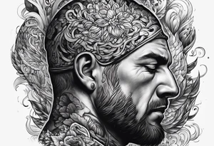 A man struggling a carry a brain tattoo idea