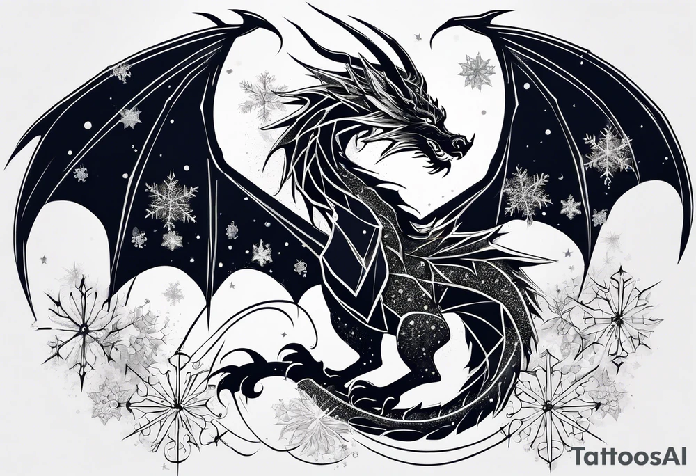 Constellation, dragon,snowflake tattoo idea