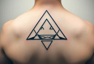 Geometric small triangle about different paths in life merge together and become stronger while being psychedelic and trippy make it fine thin lined tattoo idea