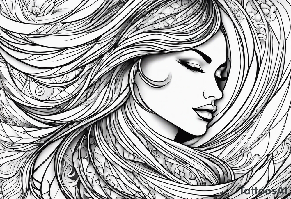 curved caressing lines tattoo idea