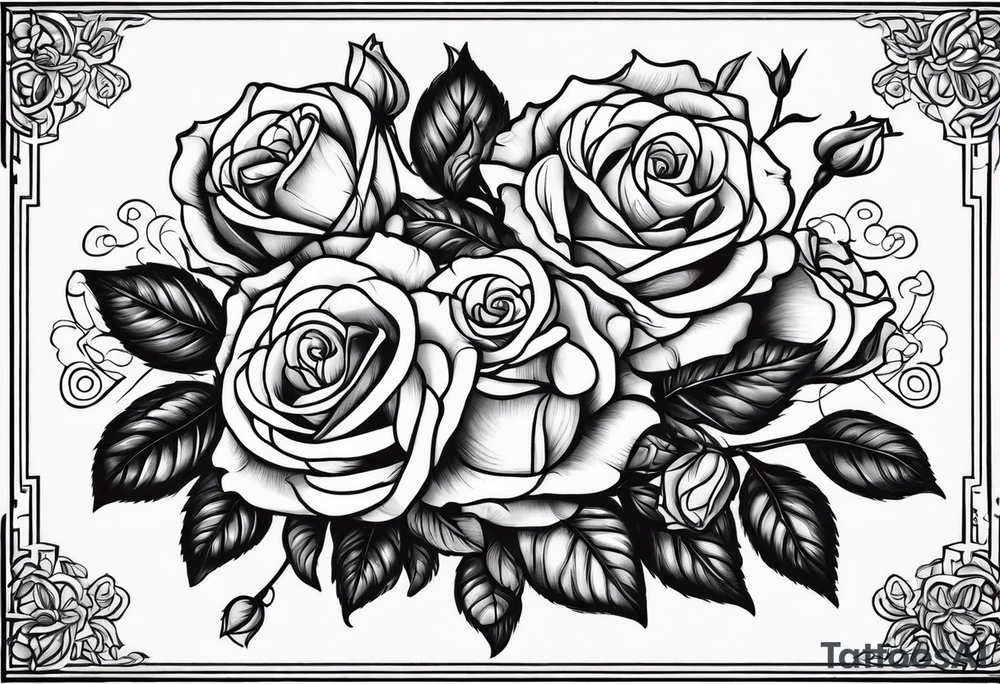 The name “Abel” surrounded by roses tattoo idea