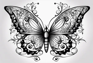 Number 444 with butterfly and vines tattoo idea