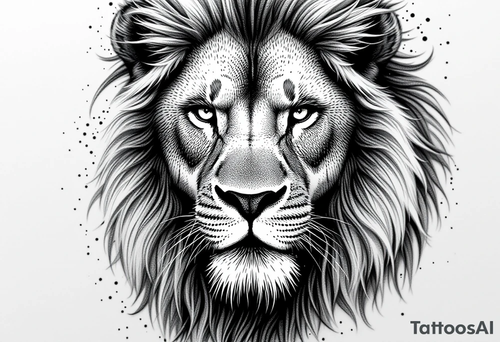 powerful majestic lion, close-up tattoo idea