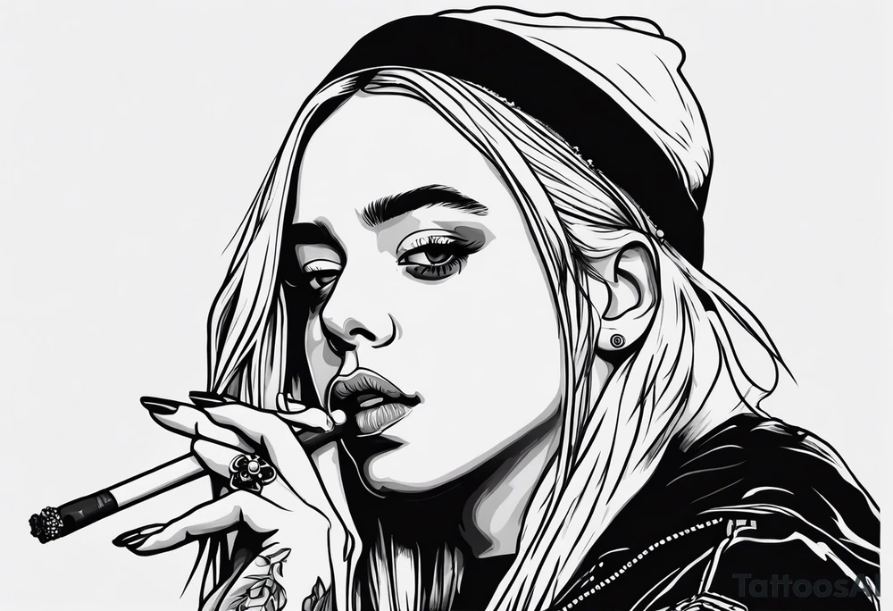 Billie Eilish smoking cigarette tattoo idea