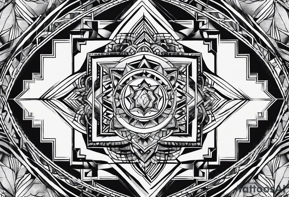 Geometric clouds tattoo idea