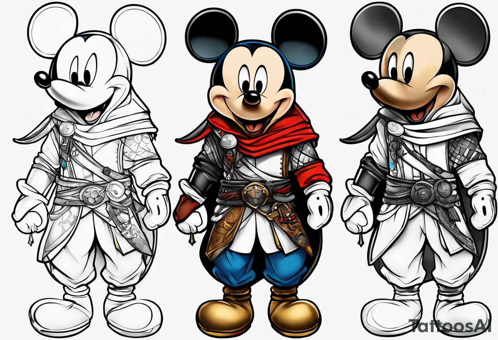 mickey mouse as assassins creed character tattoo idea