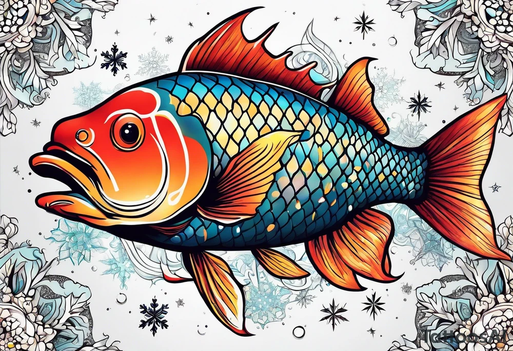Constellation, animal fish carp kaoi, snowflake tattoo idea