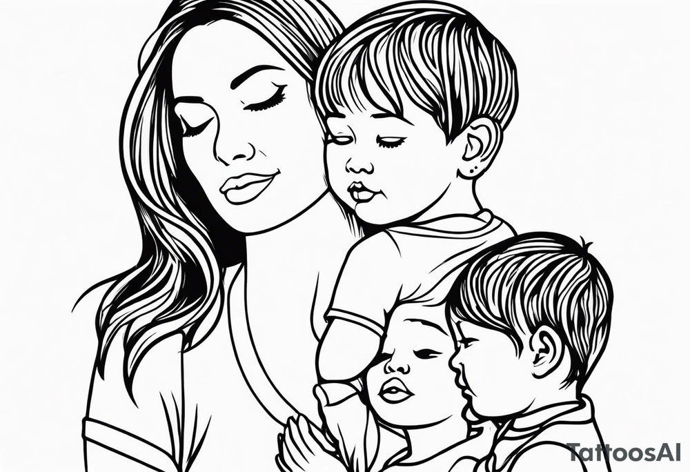 Mom with son and daughter tattoo idea