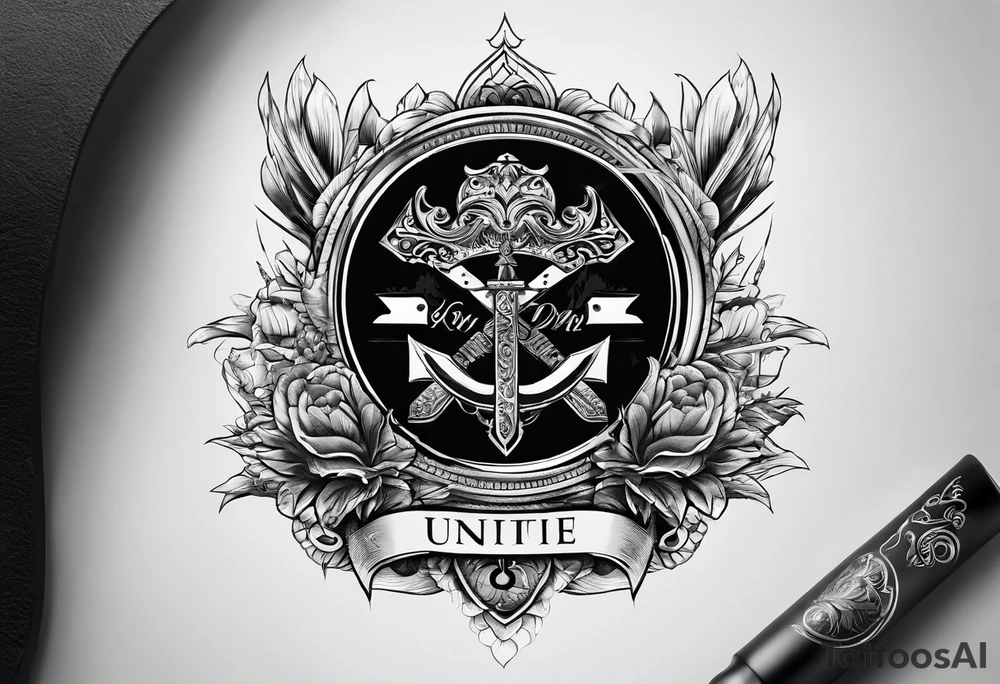 with a juctice emblem a knife and a scale tattoo idea with a juctice emblem a knife and a scale tattoo idea