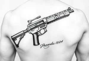 Sleeve Writing old school 
gun  76-2323 proverbs 18:24 tattoo idea