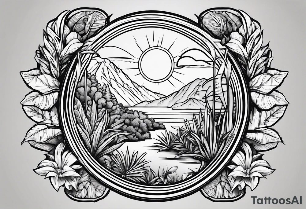 the medal of saint benedict with jungle plants surrounding it tattoo idea