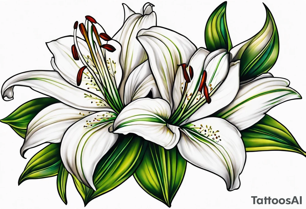 Casablanca lilies cascading downwards tattoo idea