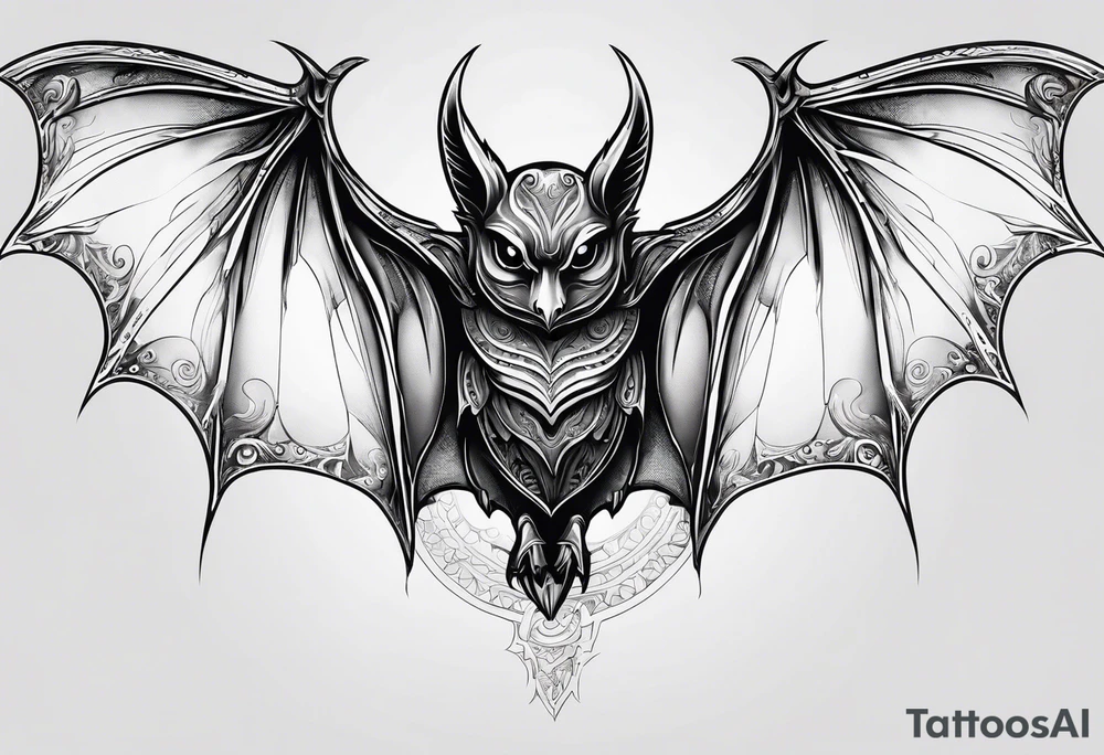 bat with outstretched wings tattoo idea