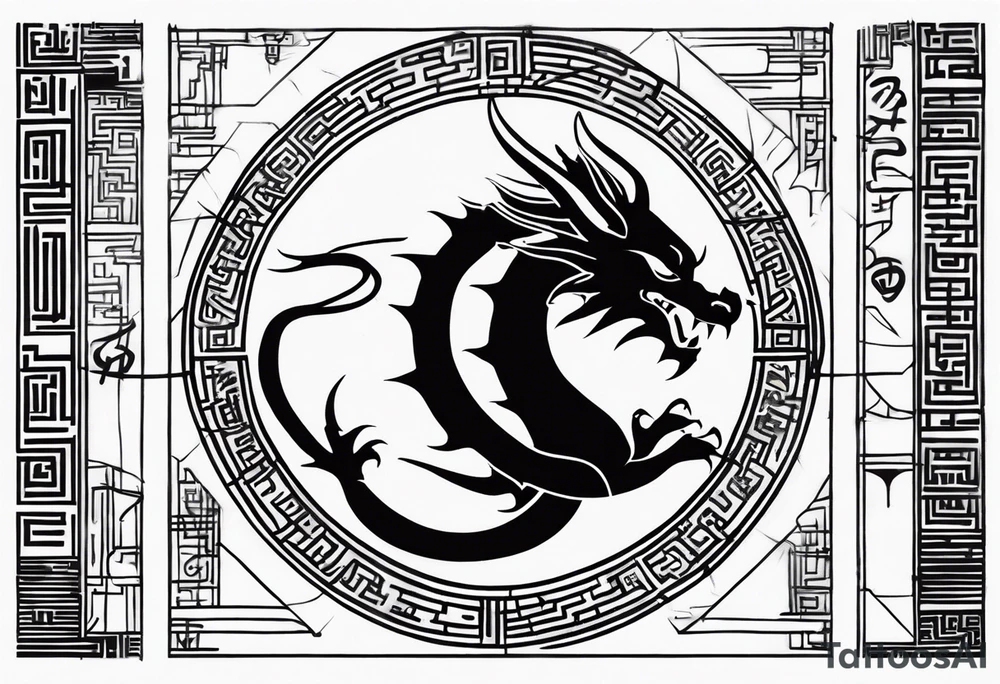 dragon with hieroglyphics tattoo idea