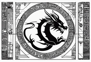 dragon with hieroglyphics tattoo idea