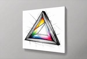 a ray of light entering a simple, flat, triangle prism glass from the left side and getting dispersed into colours tattoo idea