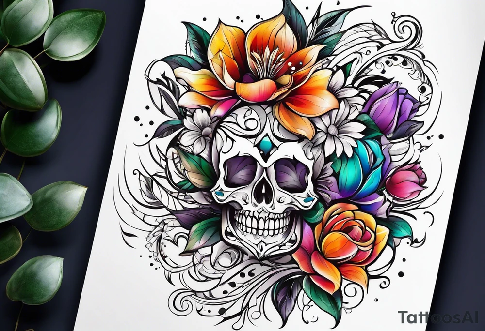 ornaments of flowers tattoo idea