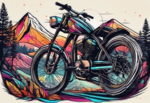 montañas rodeadas de un circulo, que salgan bicicletas de carretera tattoo idea