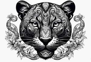 aztec black jaguar with snake tattoo idea