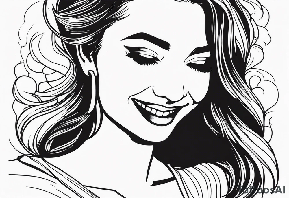 woman breaking my heart smiling tattoo idea