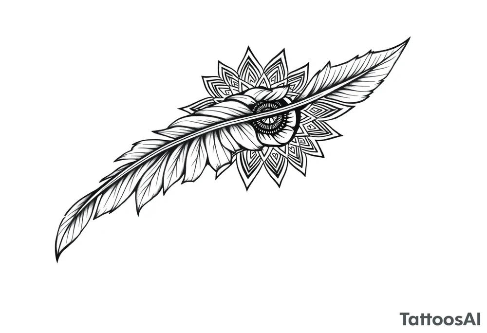 spiritual feather indian mandala shaman tattoo idea