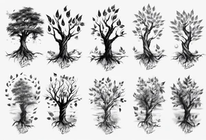 Double tree forearm alive with leaves tattoo idea