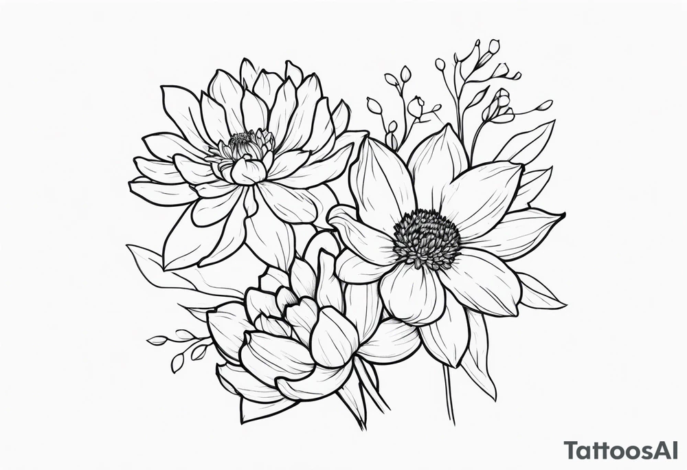 chrysanthemum and daffodil tattoo idea