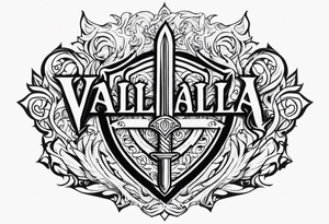 Valhalla sword shield fire tattoo idea