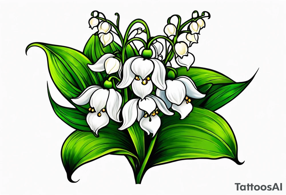 Neo traditional lily of the valley tattoo idea
