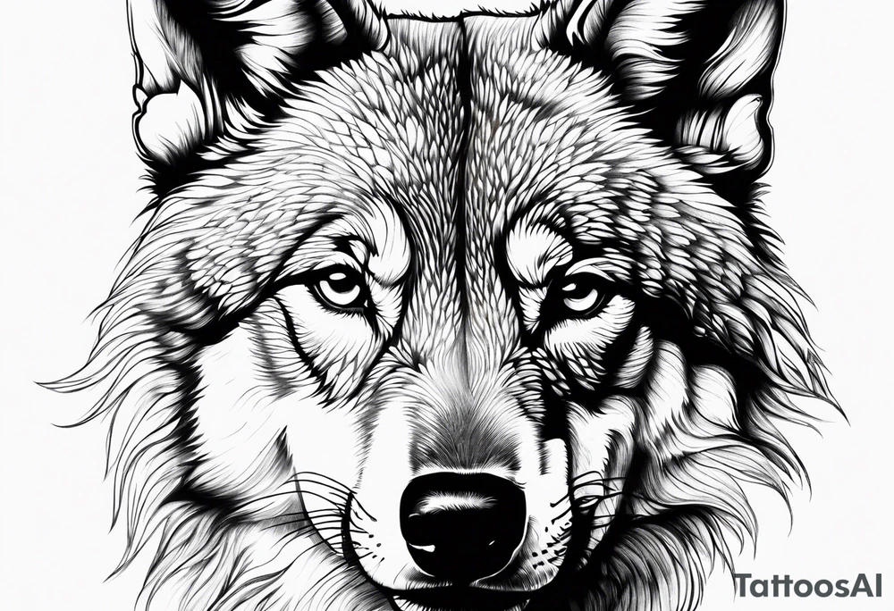 Wolf face toddler daughter face tattoo idea