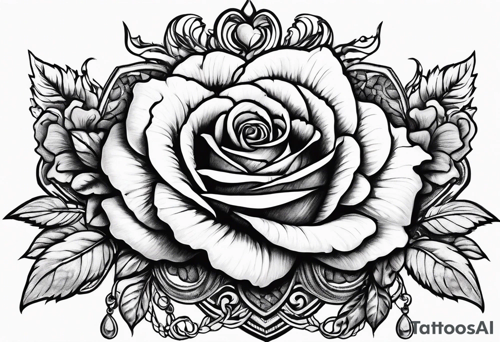 the red rose queen's crown with a heart tattoo idea