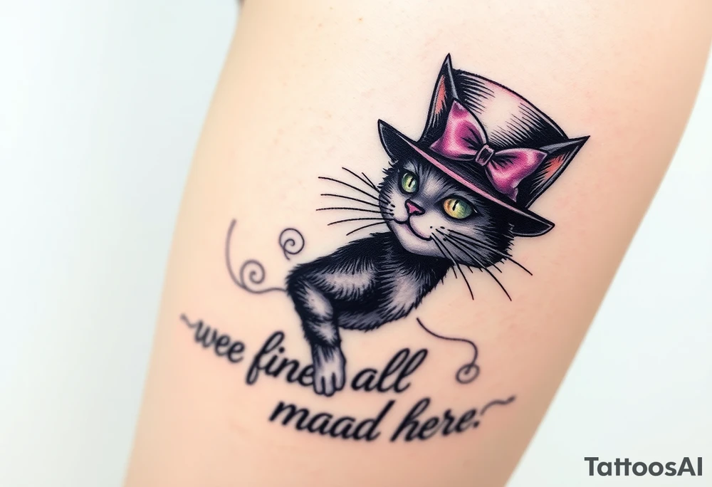 Cheshire cat, we're all mad here, top hat tattoo idea