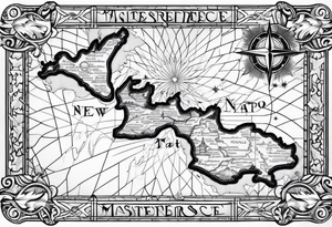 New Zealand map outline behind it and southern cross tattoo idea