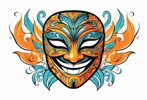 Laughing Male masquerade mask with orange smoke tattoo idea