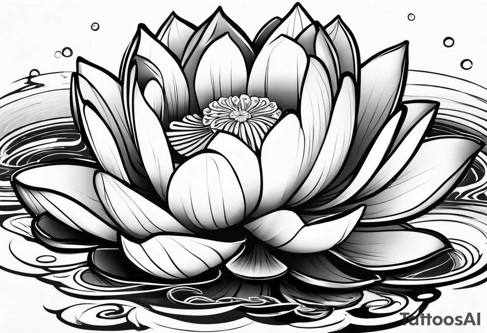 a solitary lotus flower in a watery landscape tattoo idea