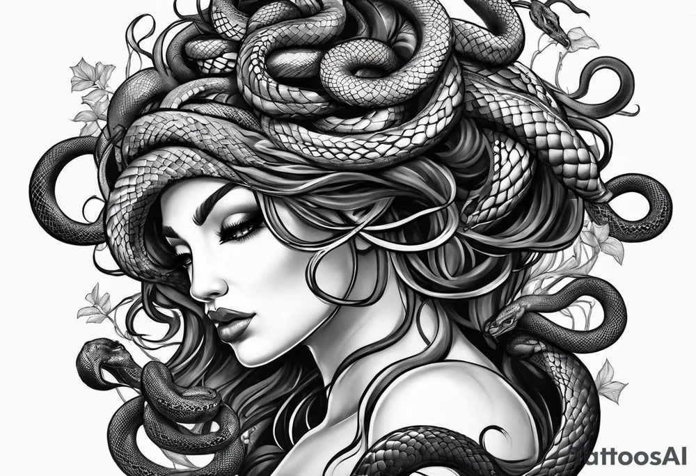 Medusa with snakes for hair tattoo idea