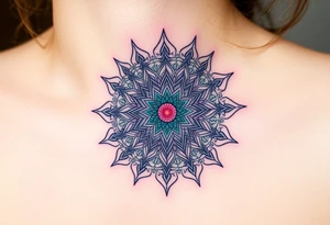 intricate mandala with sacred geometry and cosmic elements tattoo idea