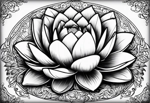 lotus flower with "para siempre" in text tattoo idea