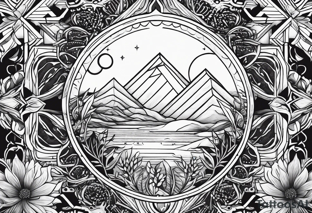 geometric dense vegetation tattoo idea