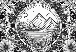 geometric dense vegetation tattoo idea
