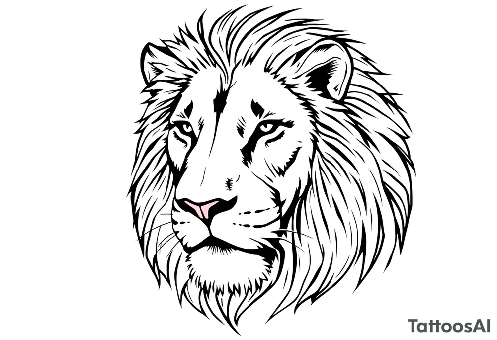 powerful majestic lion, close-up tattoo idea