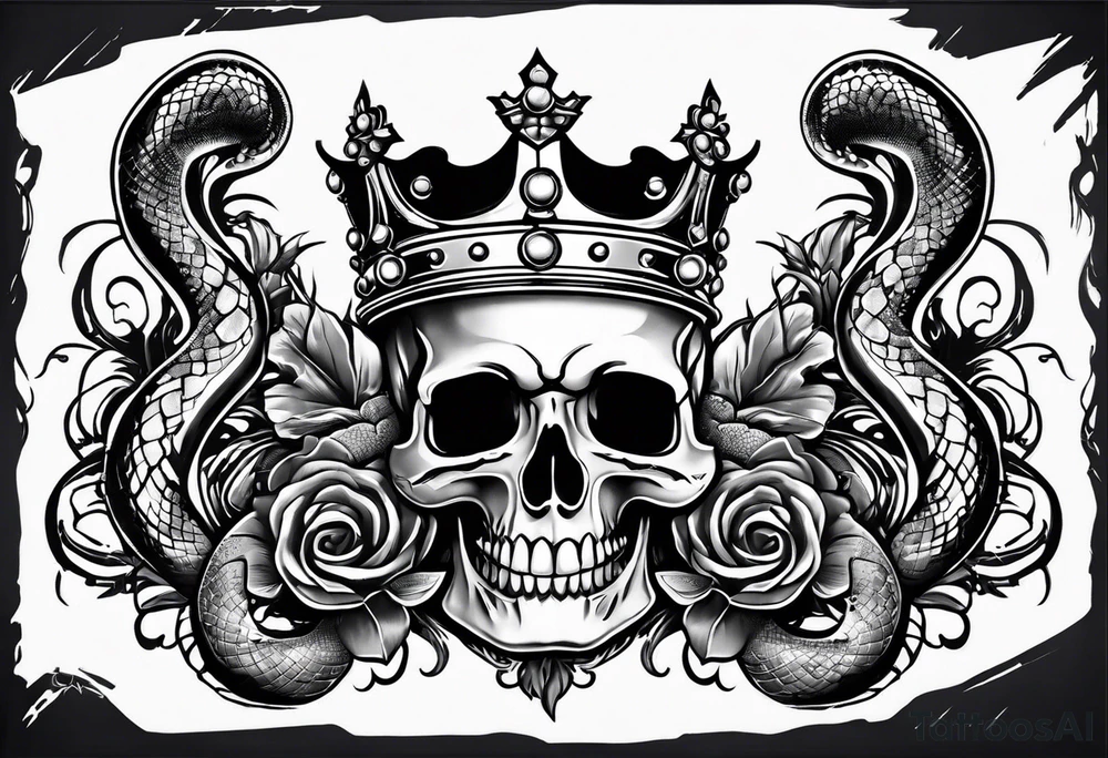 queens crown transforms into snakes tattoo idea