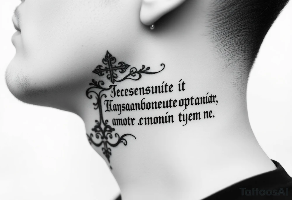 russian orthodox phrase on the side of my left neck tattoo idea