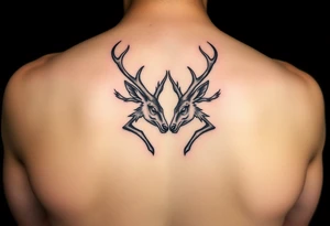 Two deer hitting horns in a low down fighting manner tattoo idea