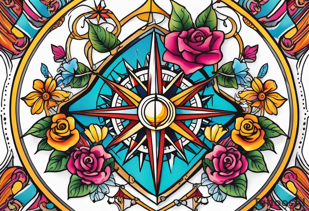 Compass wonderland skulls tattoo idea