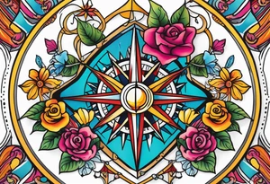 Compass wonderland skulls tattoo idea